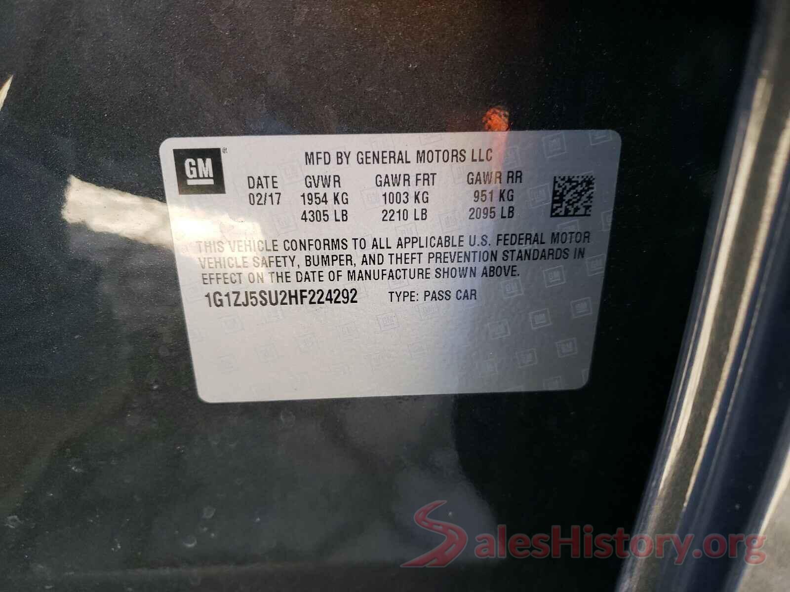 1G1ZJ5SU2HF224292 2017 CHEVROLET MALIBU