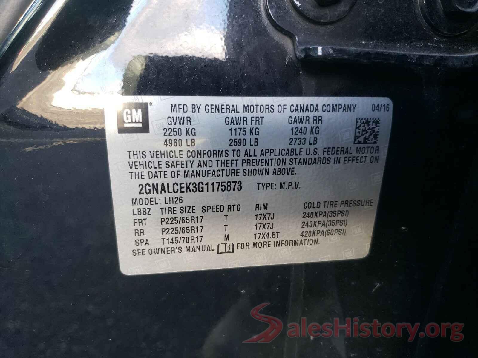 2GNALCEK3G1175873 2016 CHEVROLET EQUINOX