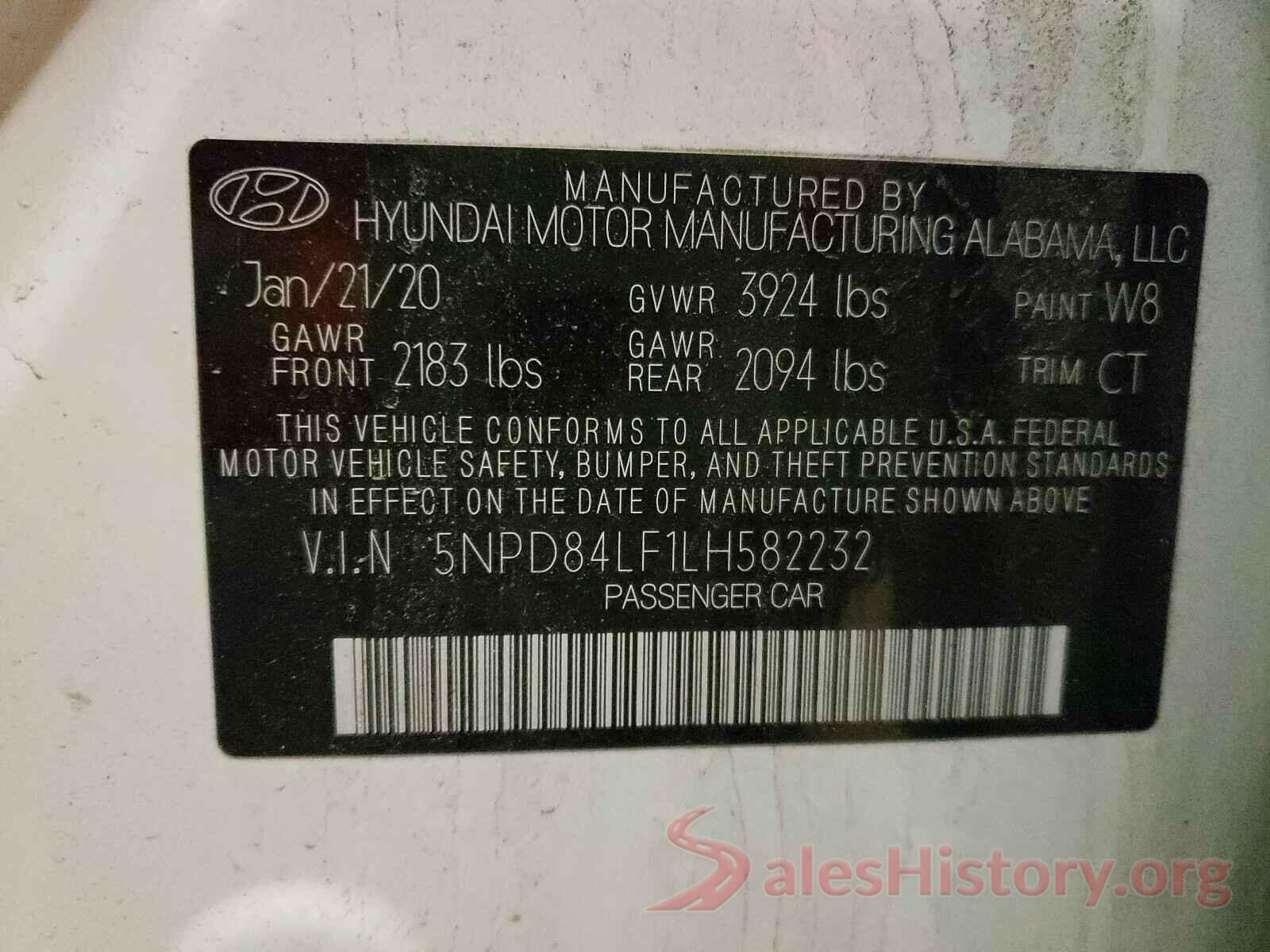 5NPD84LF1LH582232 2020 HYUNDAI ELANTRA