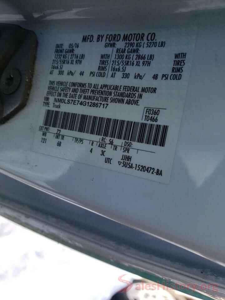 NM0LS7E74G1286717 2016 FORD TRANSIT CO