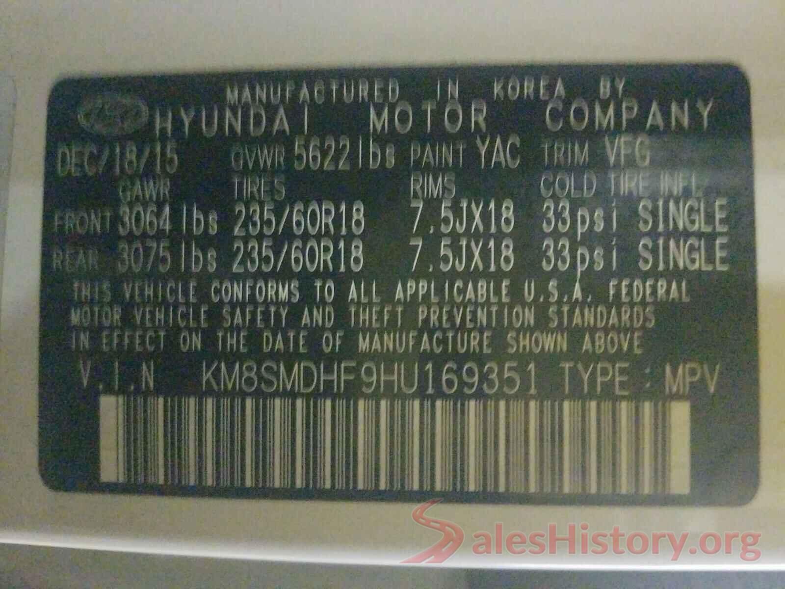 KM8SMDHF9HU169351 2017 HYUNDAI SANTA FE