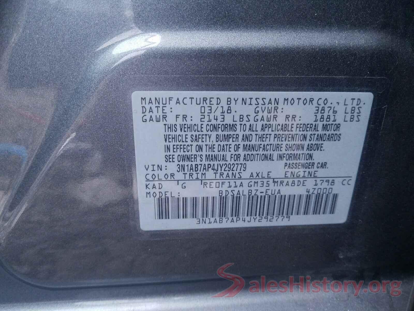 3N1AB7AP4JY292779 2018 NISSAN SENTRA