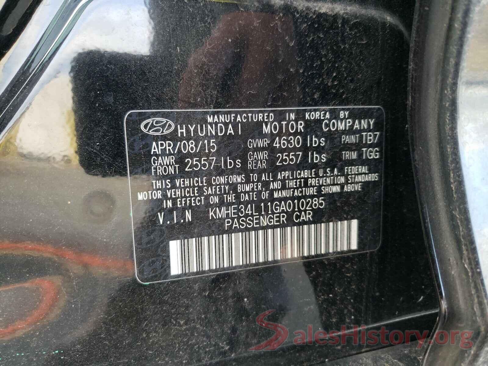 KMHE34L11GA010285 2016 HYUNDAI SONATA