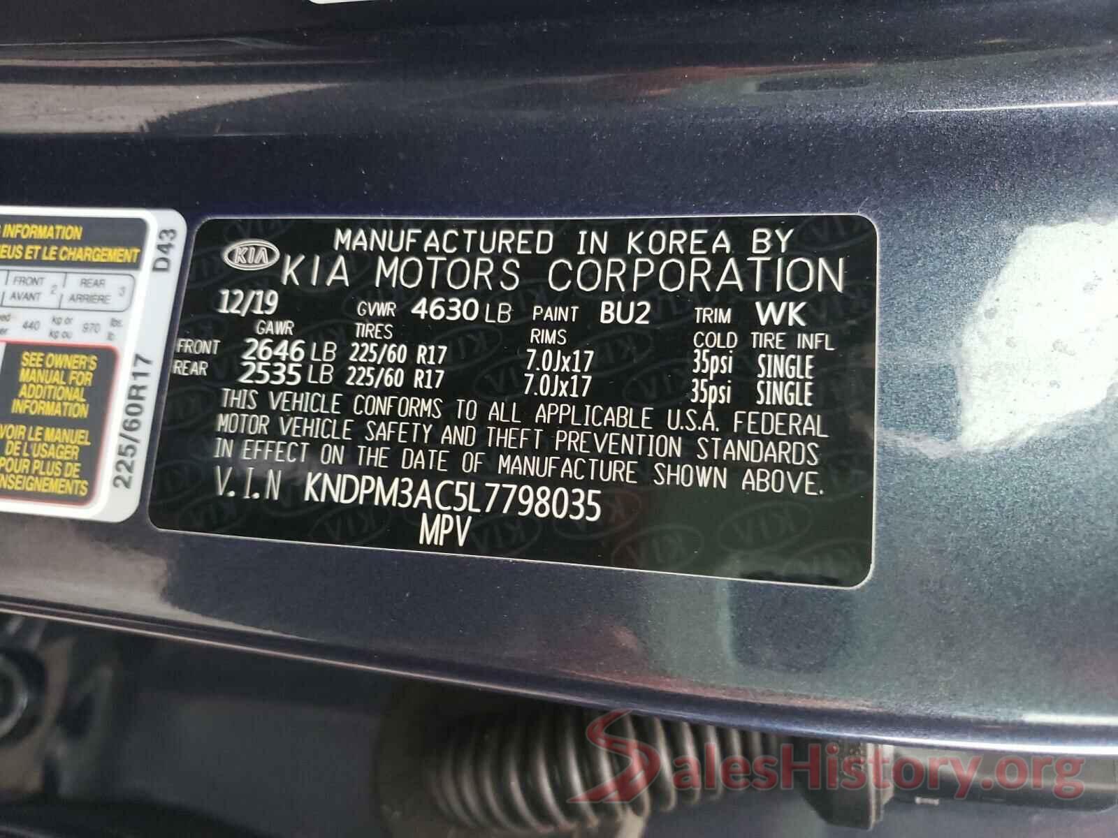 KNDPM3AC5L7798035 2020 KIA SPORTAGE