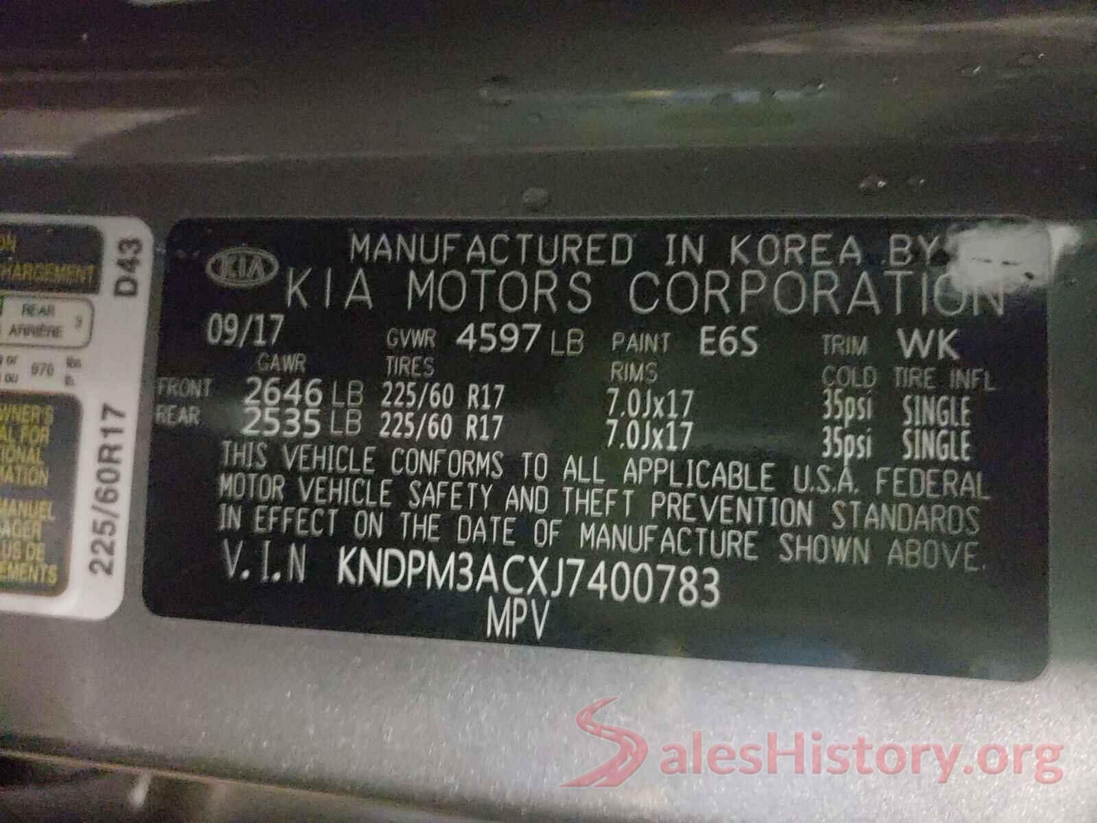 KNDPM3ACXJ7400783 2018 KIA SPORTAGE