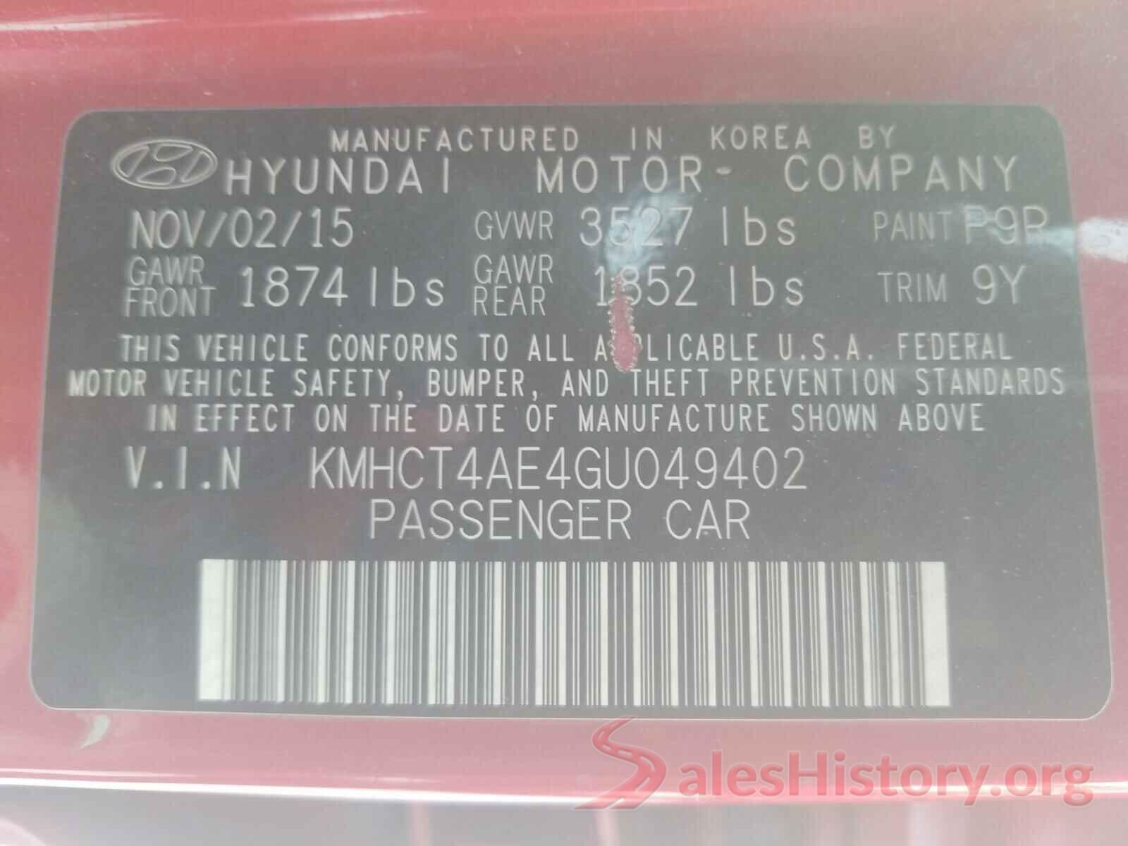 KMHCT4AE4GU049402 2016 HYUNDAI ACCENT