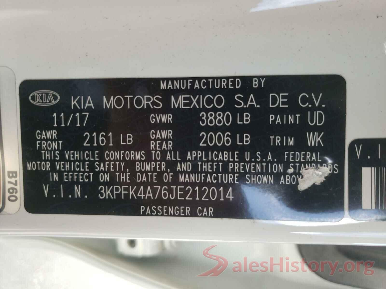 3KPFK4A76JE212014 2018 KIA FORTE