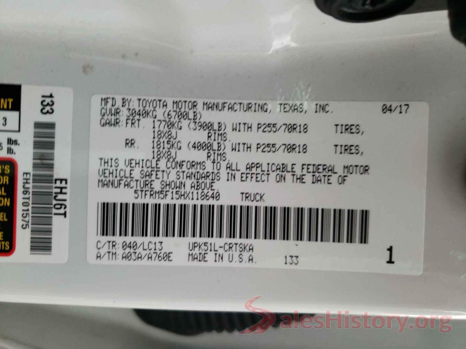 5TFRM5F15HX118640 2017 TOYOTA TUNDRA