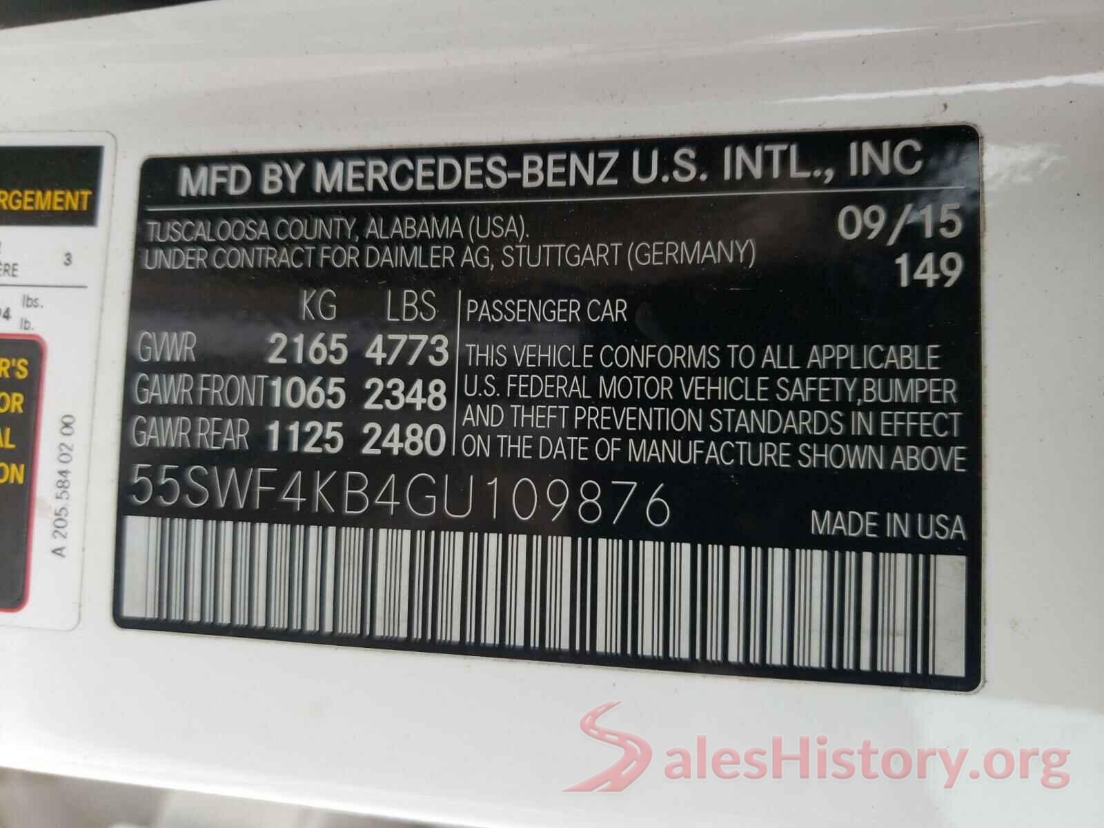 55SWF4KB4GU109876 2016 MERCEDES-BENZ C CLASS