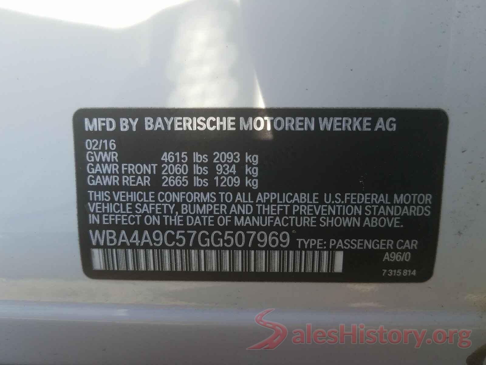 WBA4A9C57GG507969 2016 BMW 4 SERIES