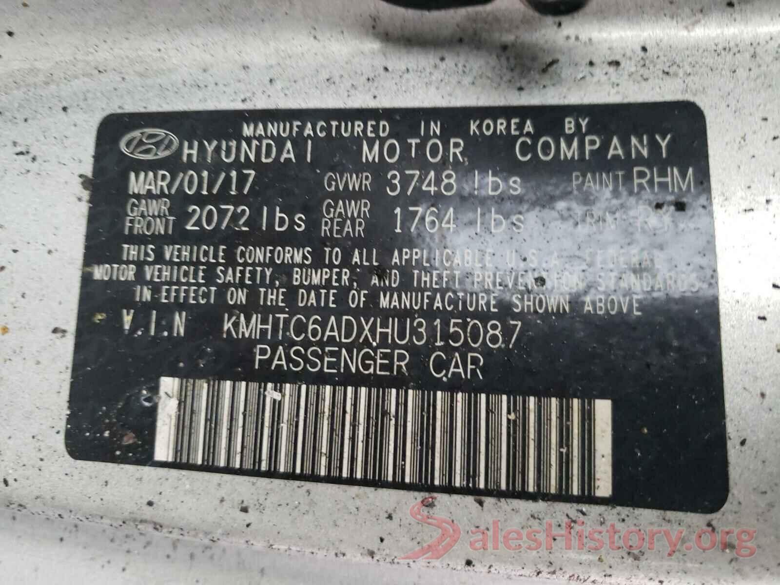 KMHTC6ADXHU315087 2017 HYUNDAI VELOSTER