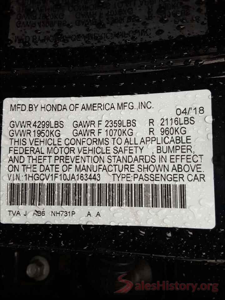 1HGCV1F10JA163443 2018 HONDA ACCORD