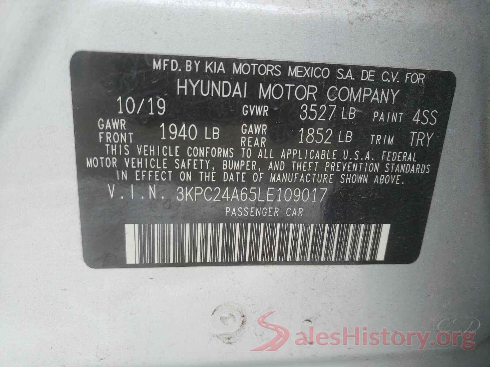 3KPC24A65LE109017 2020 HYUNDAI ACCENT