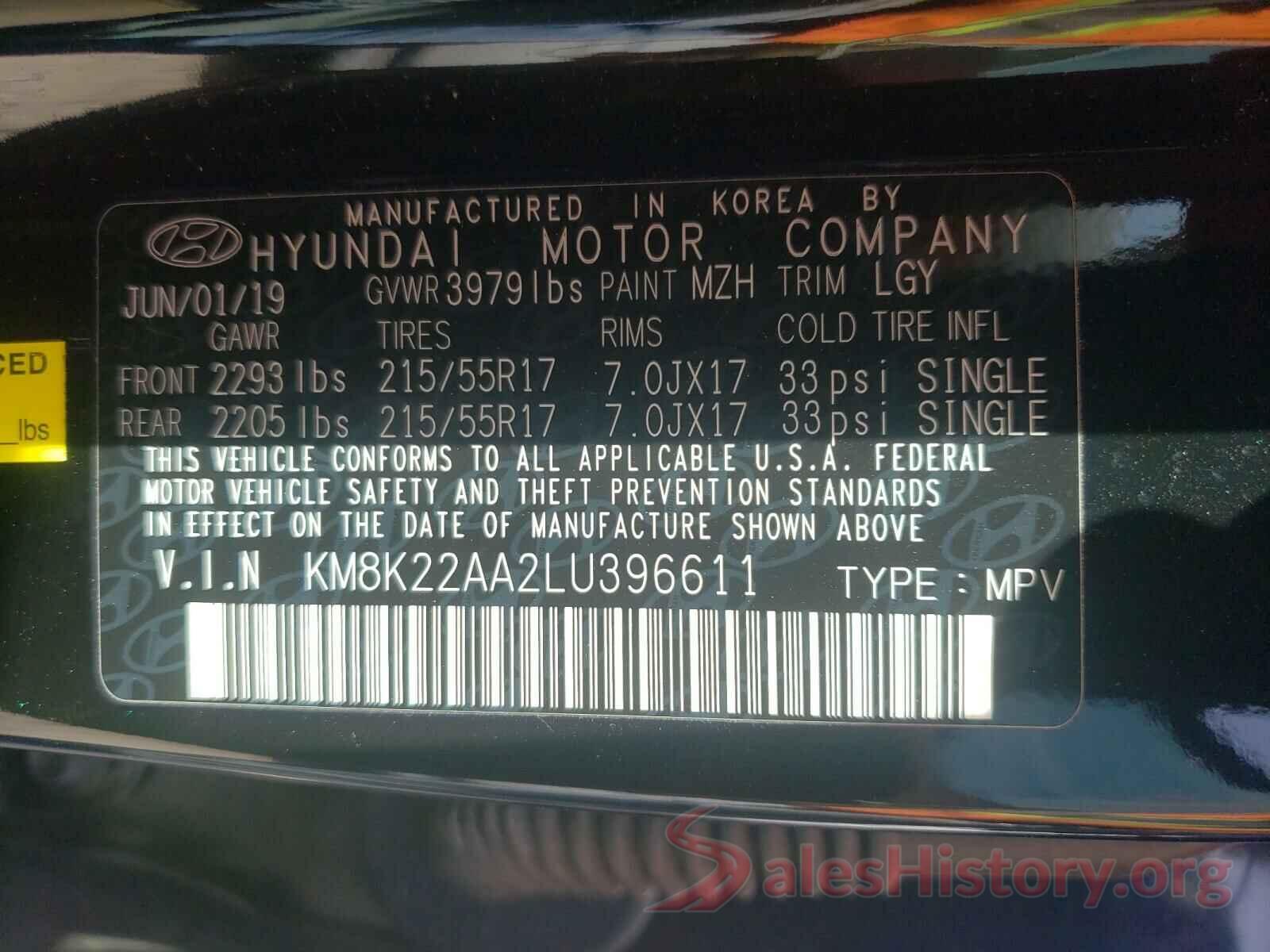 KM8K22AA2LU396611 2020 HYUNDAI KONA