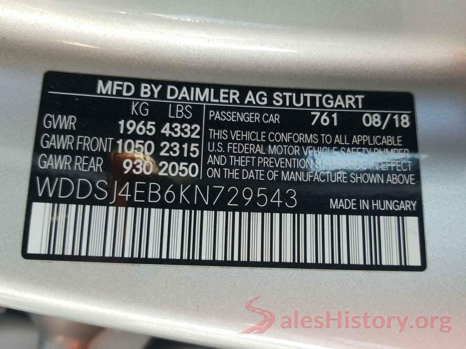 WDDSJ4EB6KN729543 2019 MERCEDES-BENZ C CLASS