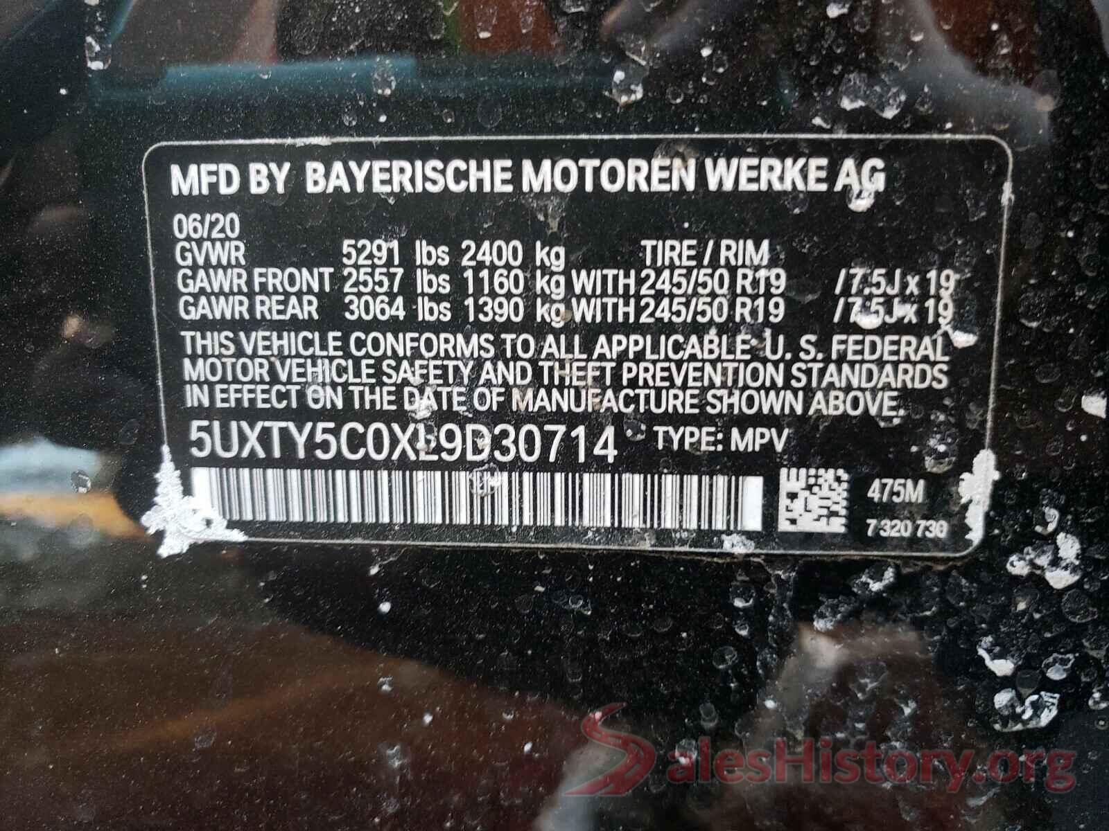 5UXTY5C0XL9D30714 2020 BMW X3