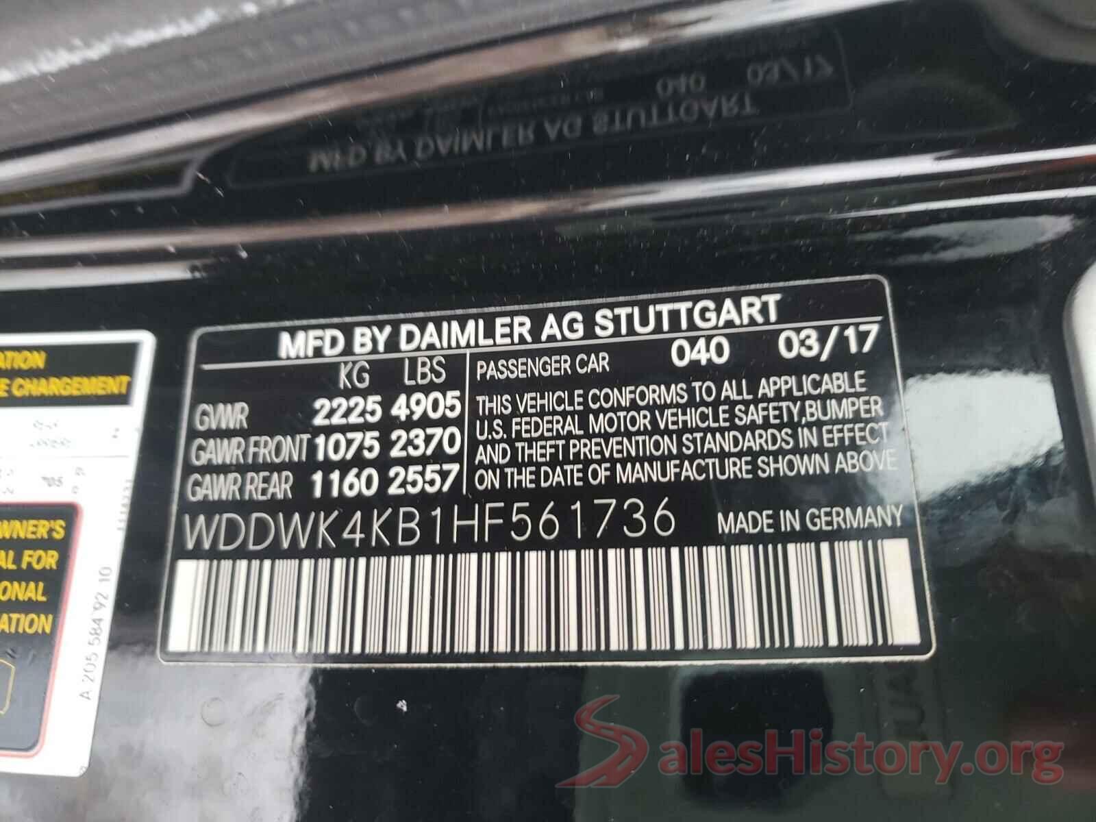 WDDWK4KB1HF561736 2017 MERCEDES-BENZ C CLASS