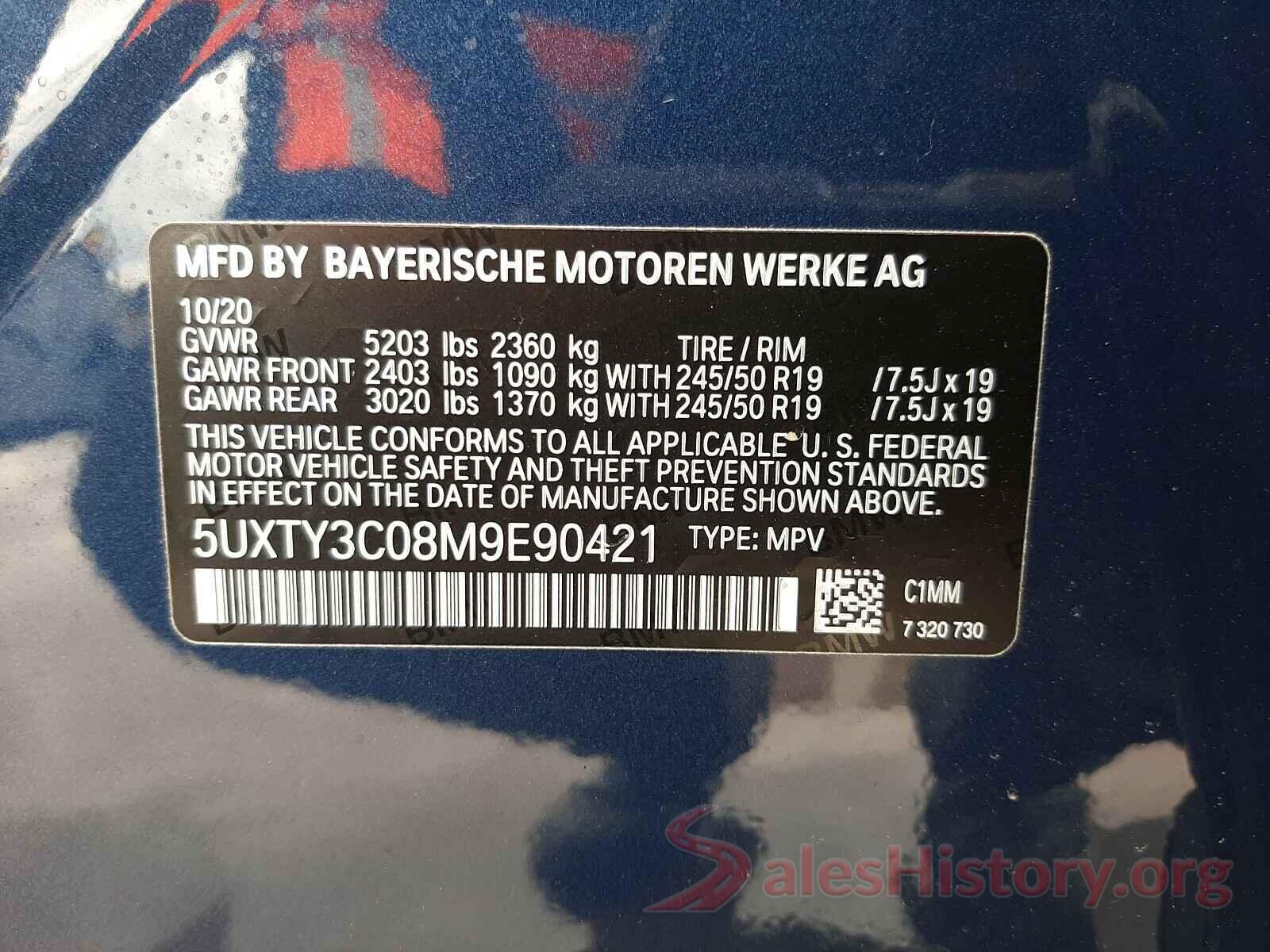 5UXTY3C08M9E90421 2021 BMW X3