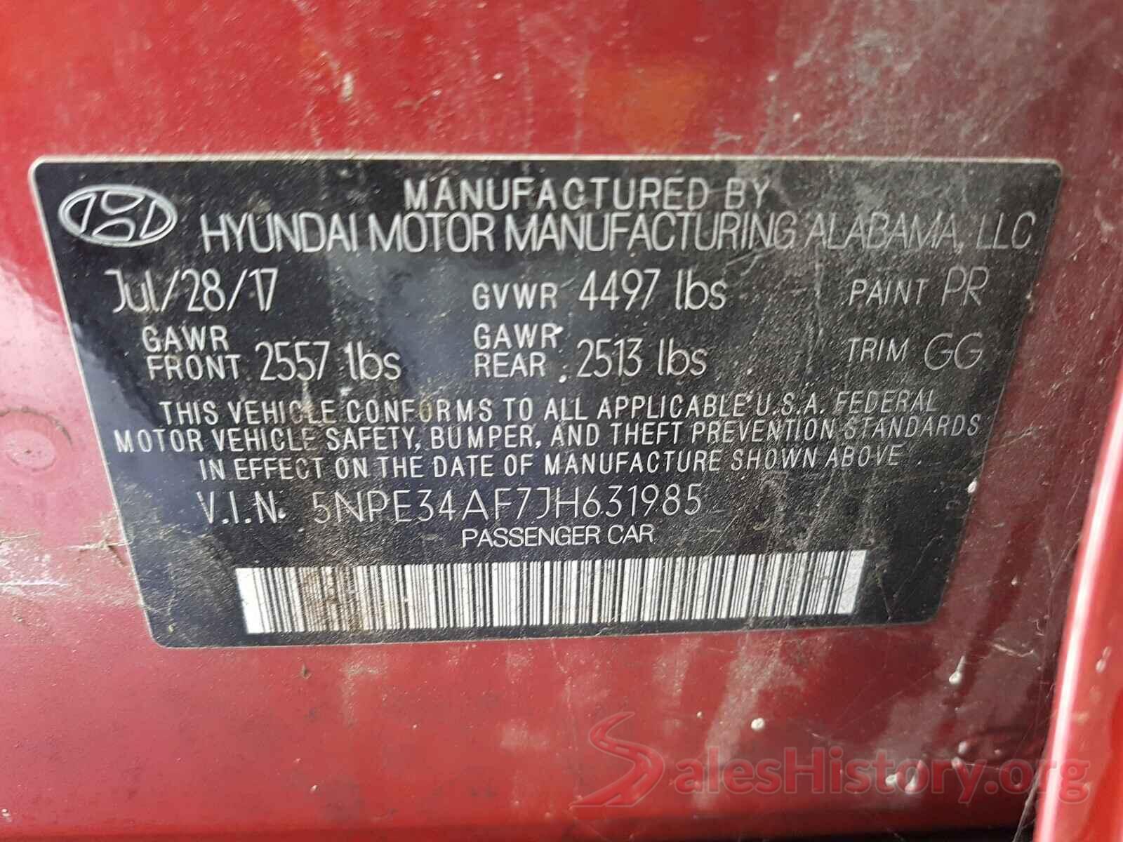 5NPE34AF7JH631985 2018 HYUNDAI SONATA