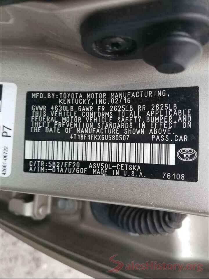 4T1BF1FKXGU580507 2016 TOYOTA CAMRY