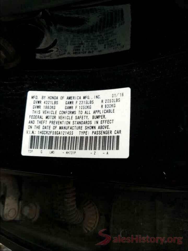 1HGCR2F59GA121455 2016 HONDA ACCORD