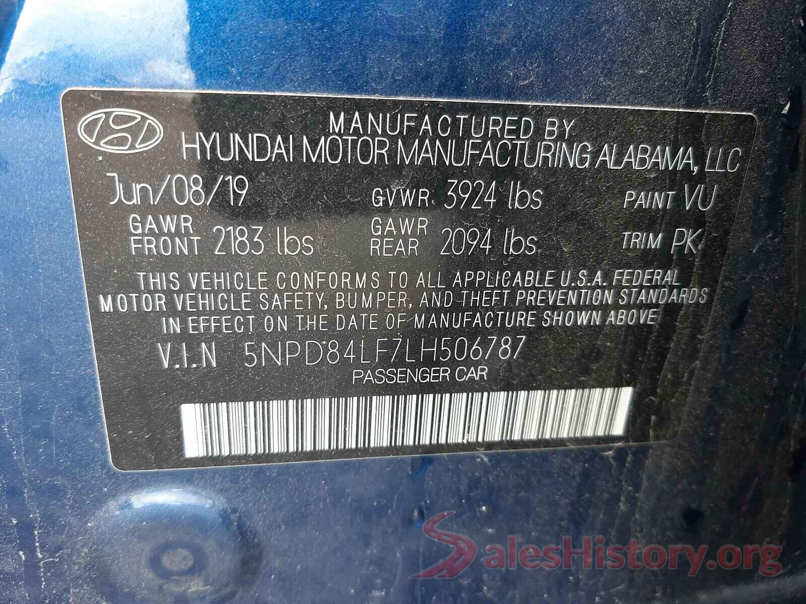 5NPD84LF7LH506787 2020 HYUNDAI ELANTRA