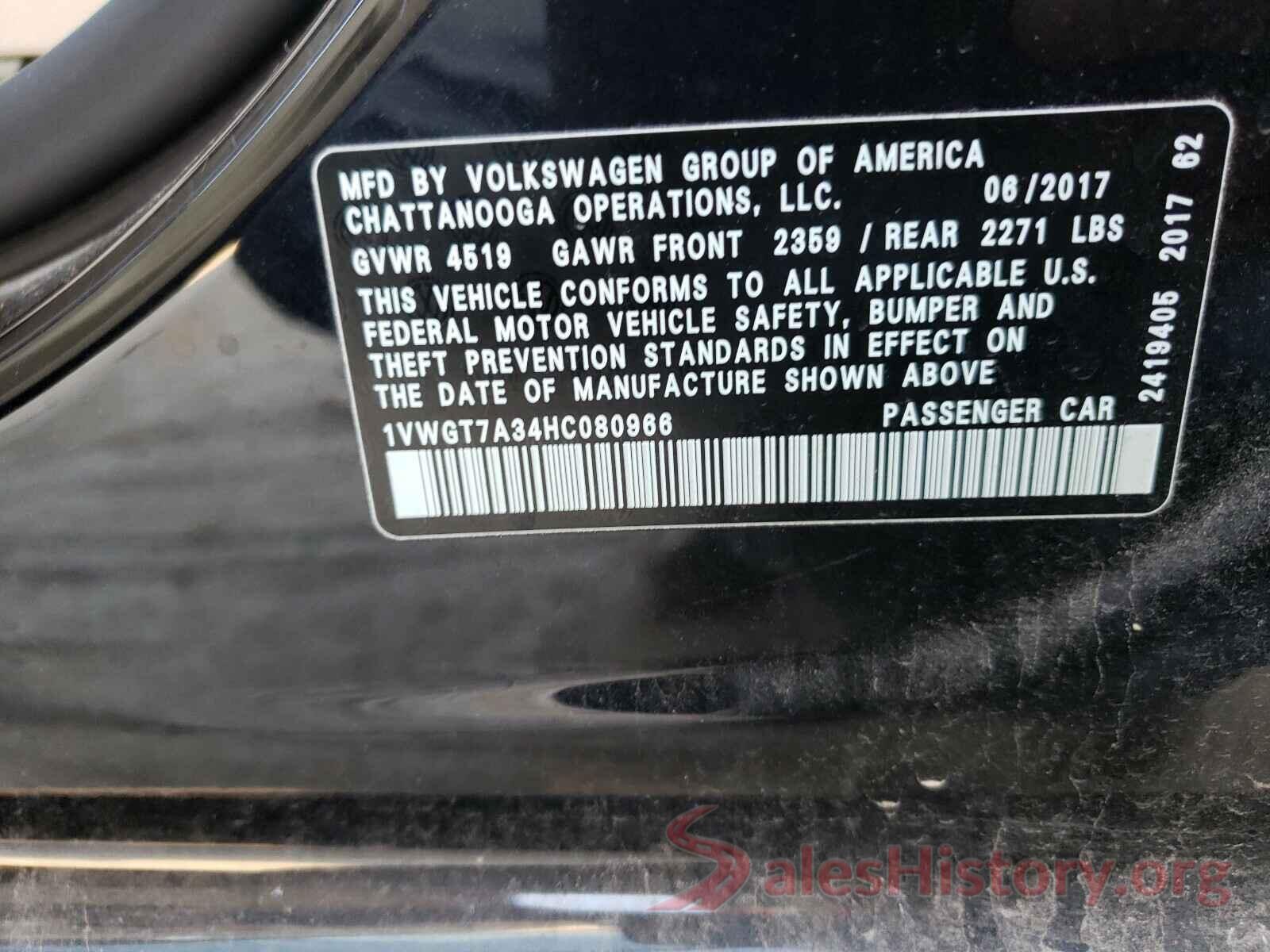 1VWGT7A34HC080966 2017 VOLKSWAGEN PASSAT