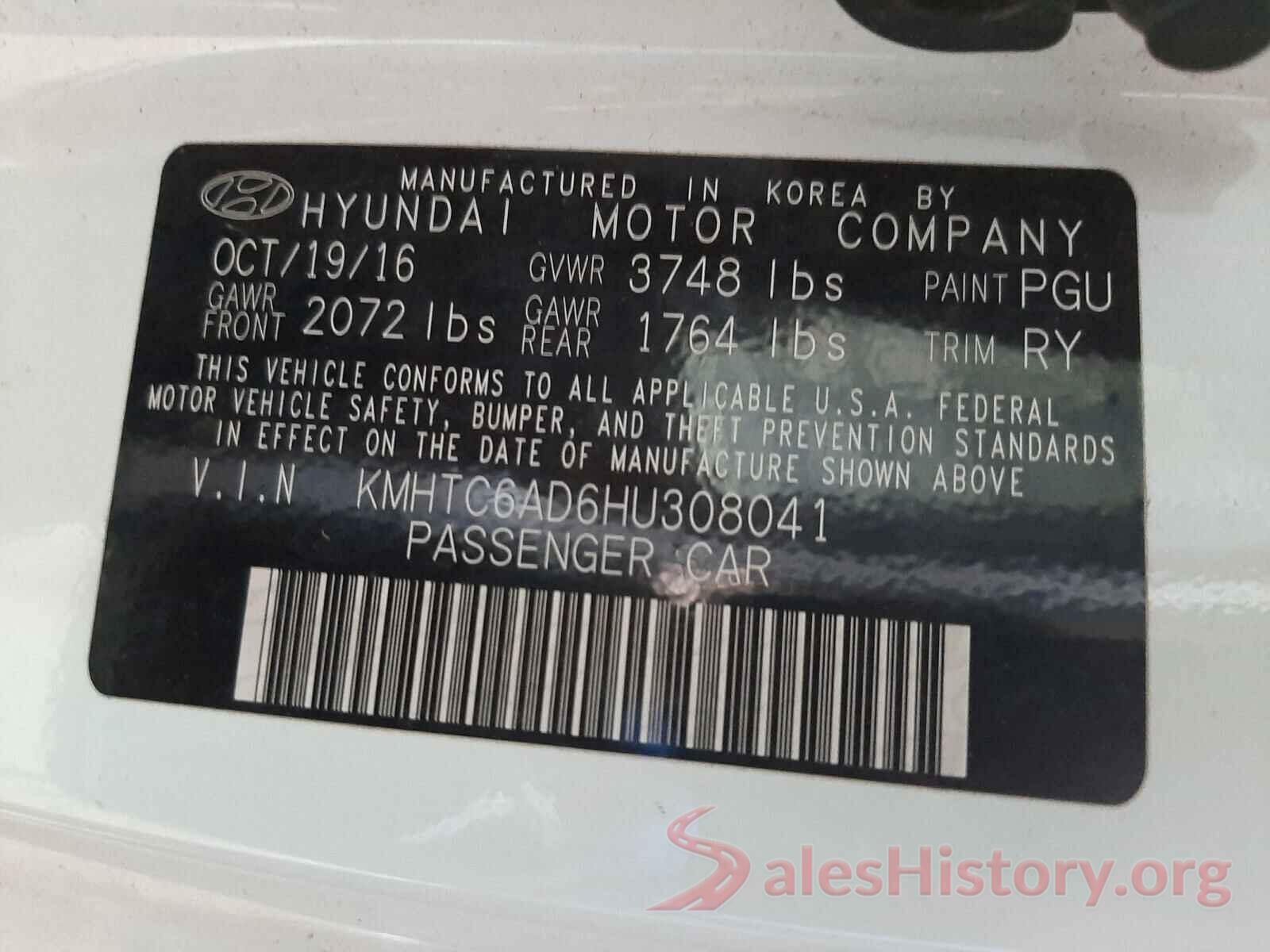 KMHTC6AD6HU308041 2017 HYUNDAI VELOSTER