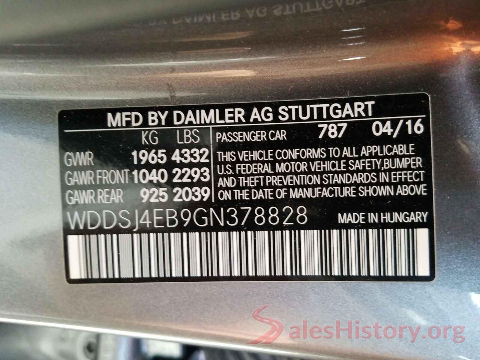 WDDSJ4EB9GN378828 2016 MERCEDES-BENZ C CLASS