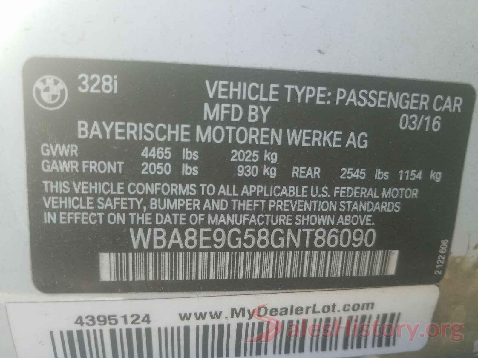 WBA8E9G58GNT86090 2016 BMW 3 SERIES