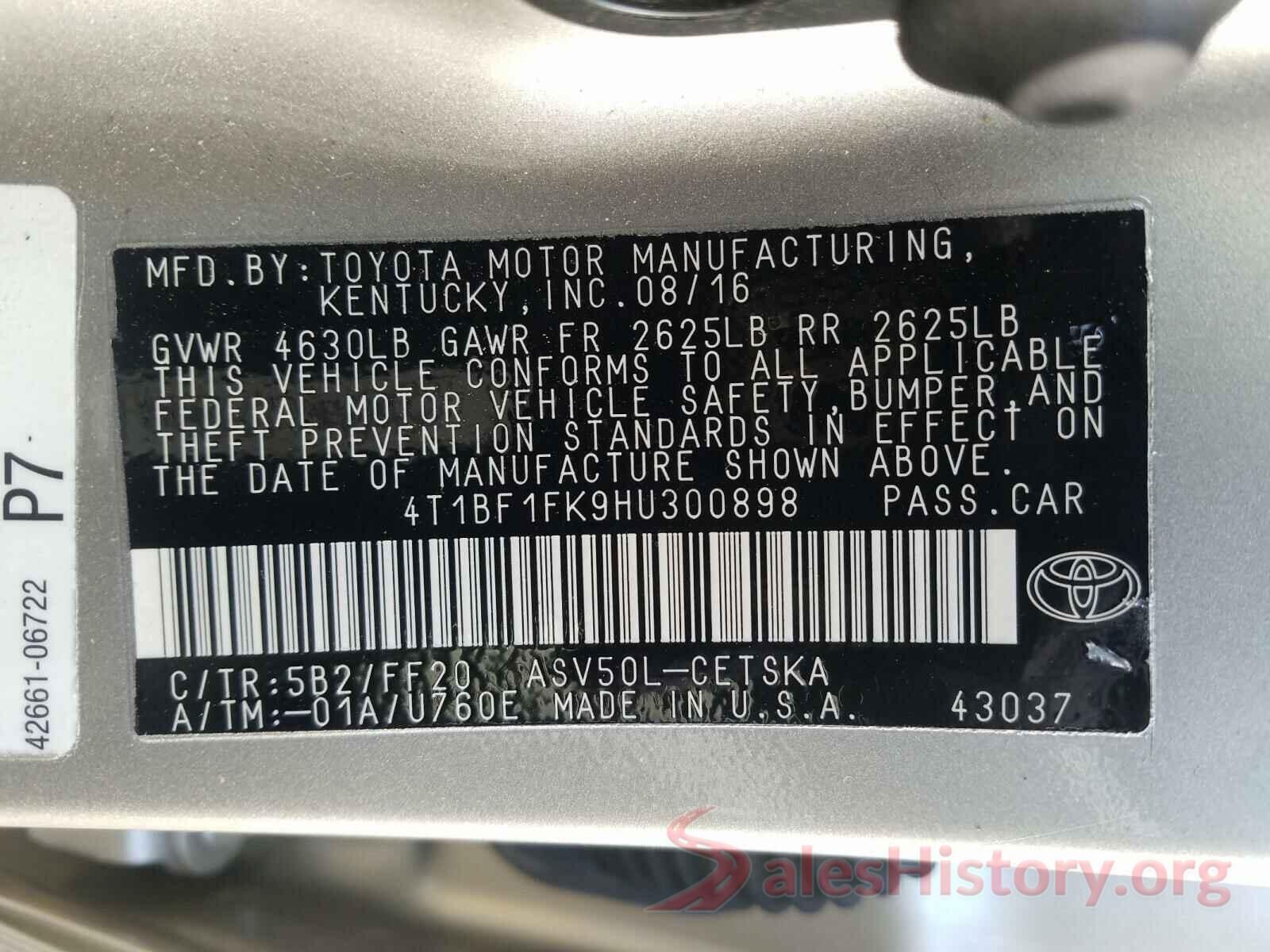 4T1BF1FK9HU300898 2017 TOYOTA CAMRY