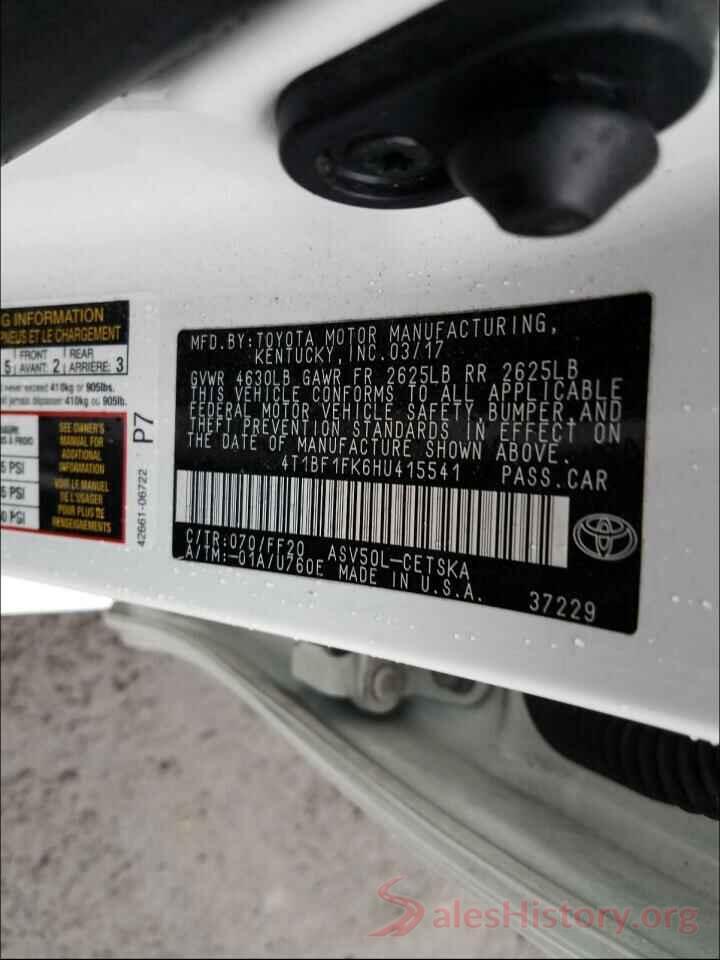 4T1BF1FK6HU415541 2017 TOYOTA CAMRY