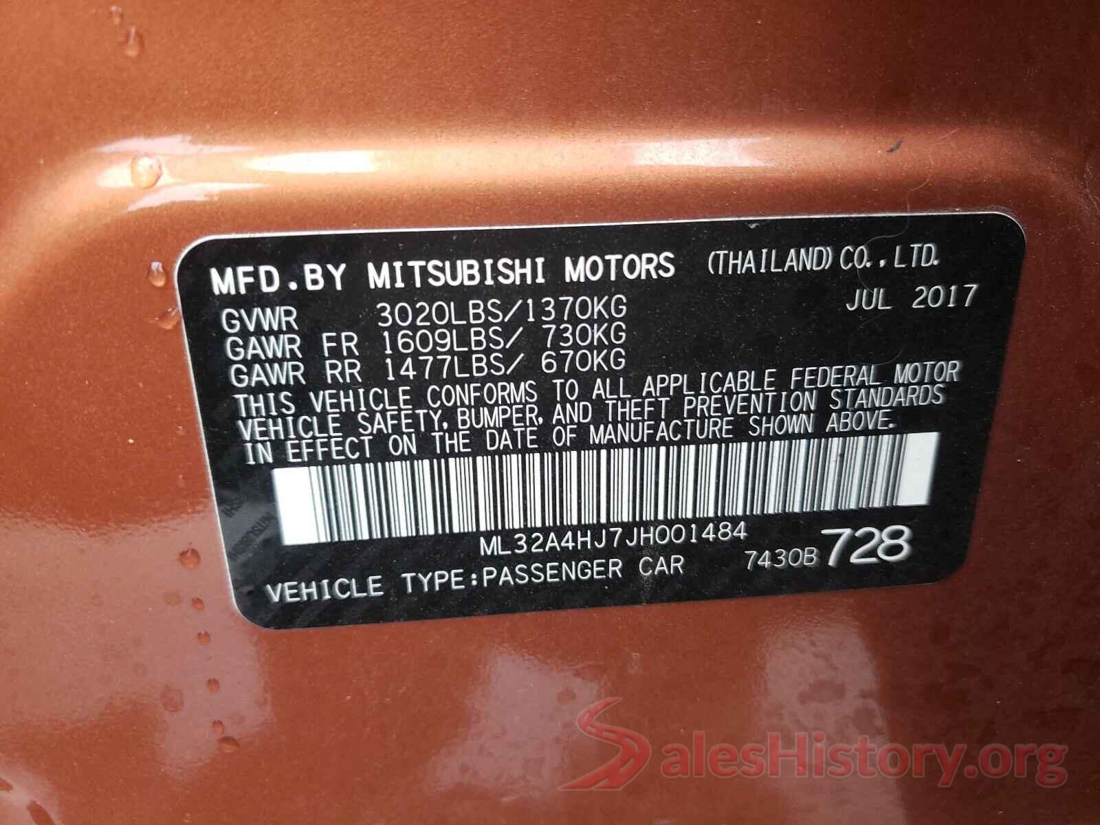 ML32A4HJ7JH001484 2018 MITSUBISHI MIRAGE