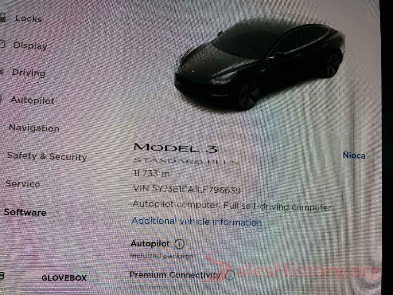 5YJ3E1EA1LF796639 2020 TESLA MODEL 3