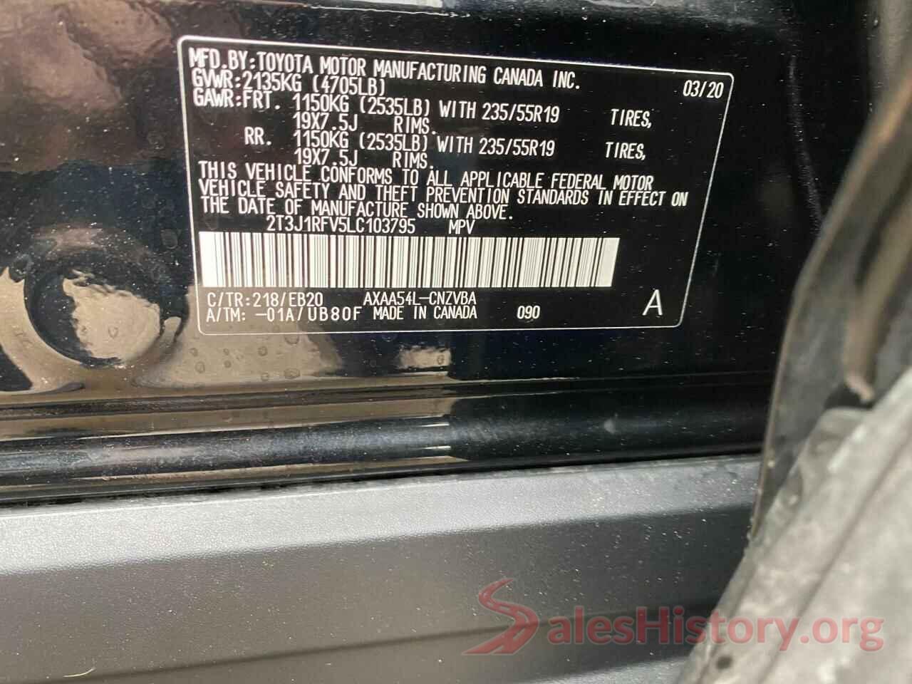 2T3J1RFV5LC103795 2020 TOYOTA RAV4