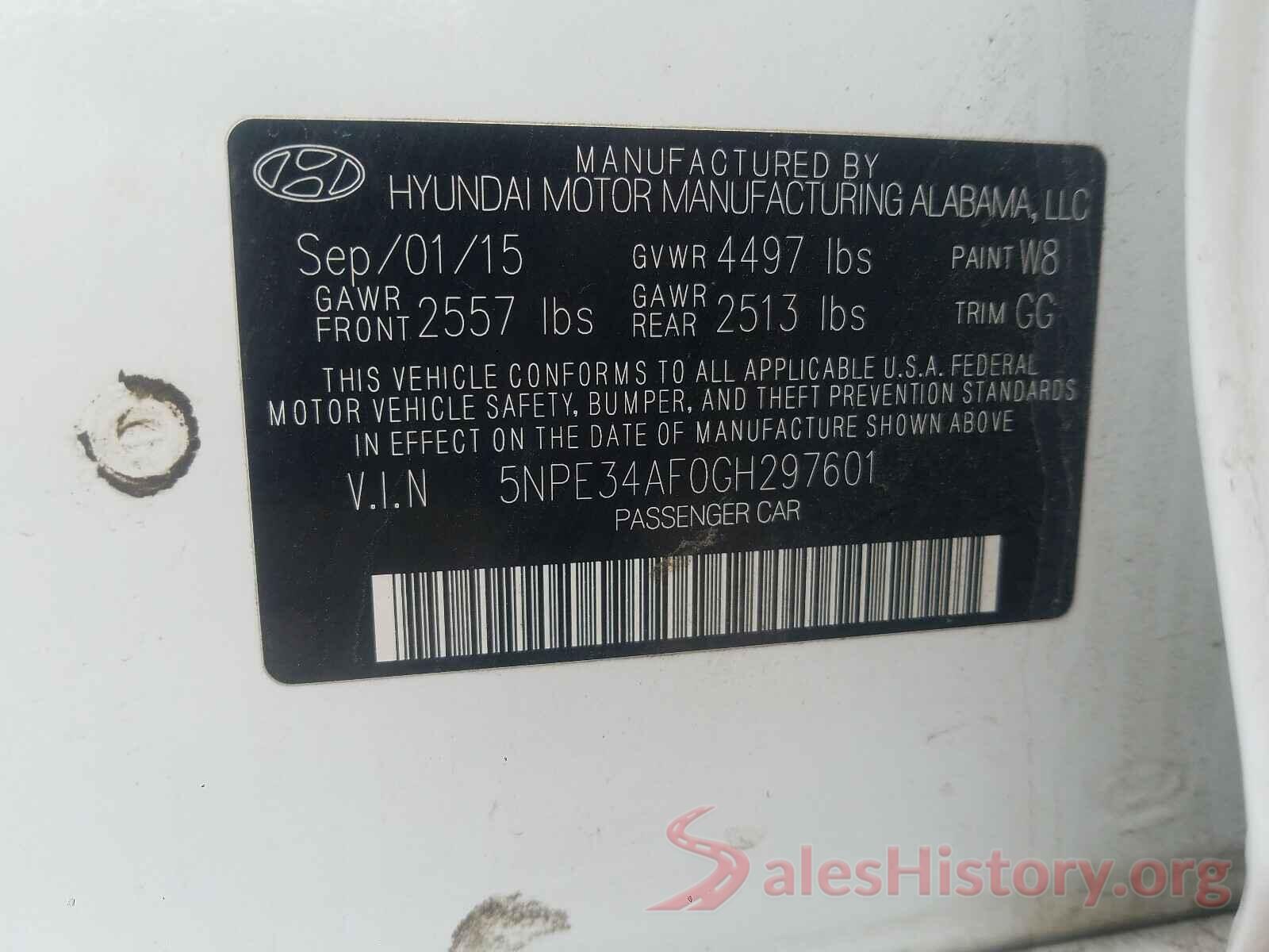 5NPE34AF0GH297601 2016 HYUNDAI SONATA