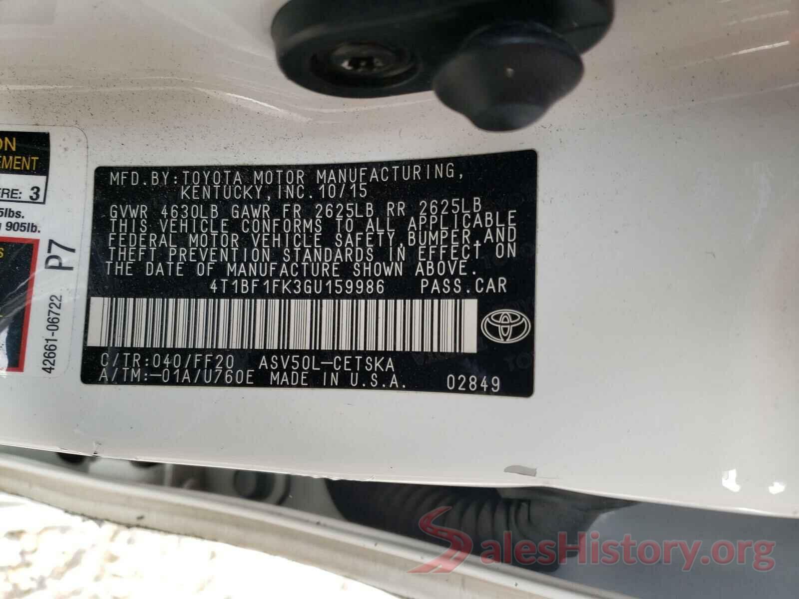 4T1BF1FK3GU159986 2016 TOYOTA CAMRY