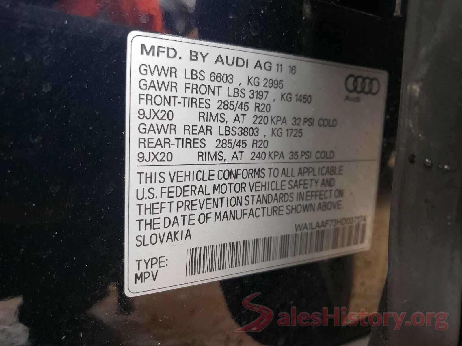 WA1LAAF73HD037174 2017 AUDI Q7