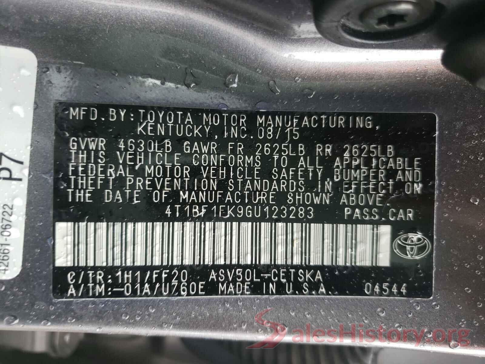 4T1BF1FK9GU123283 2016 TOYOTA CAMRY