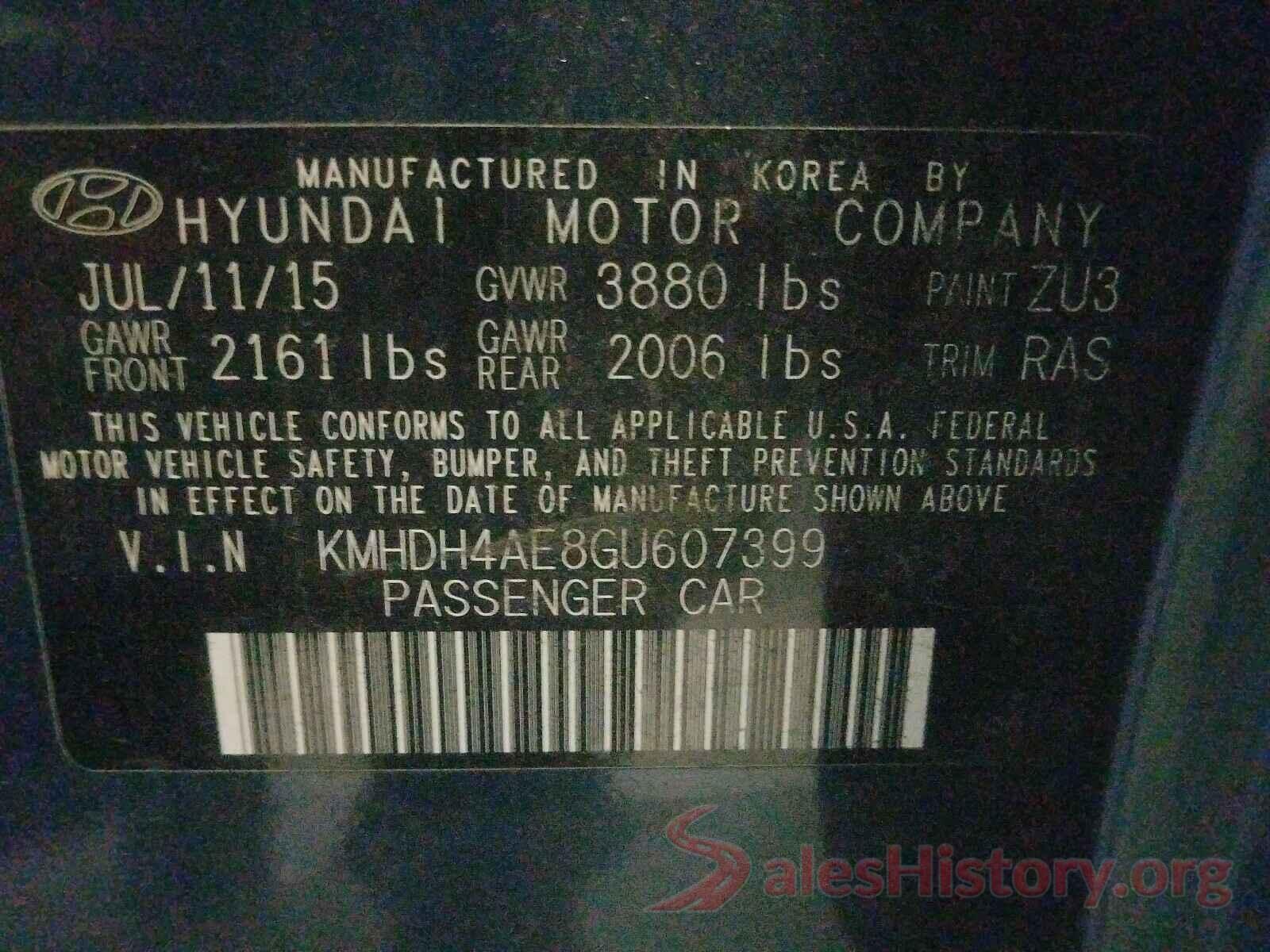 KMHDH4AE8GU607399 2016 HYUNDAI ELANTRA