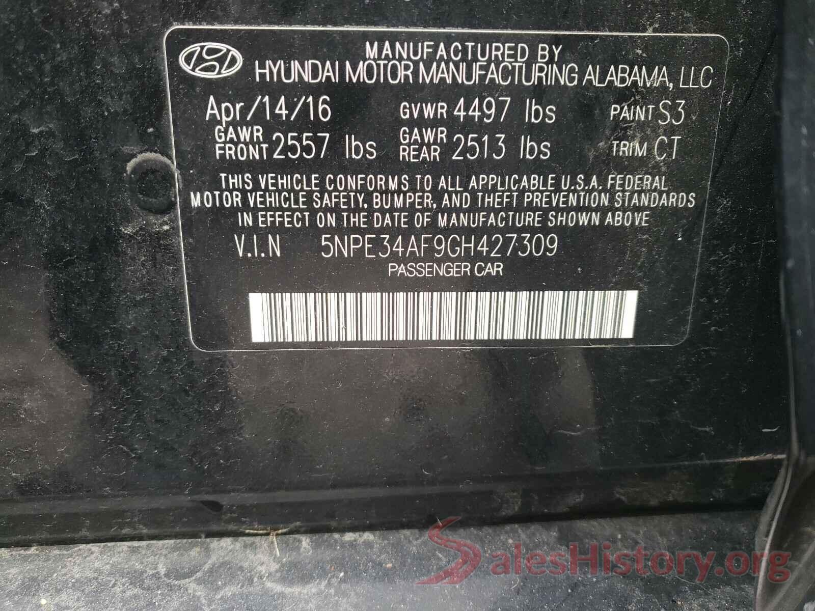 5NPE34AF9GH427309 2016 HYUNDAI SONATA