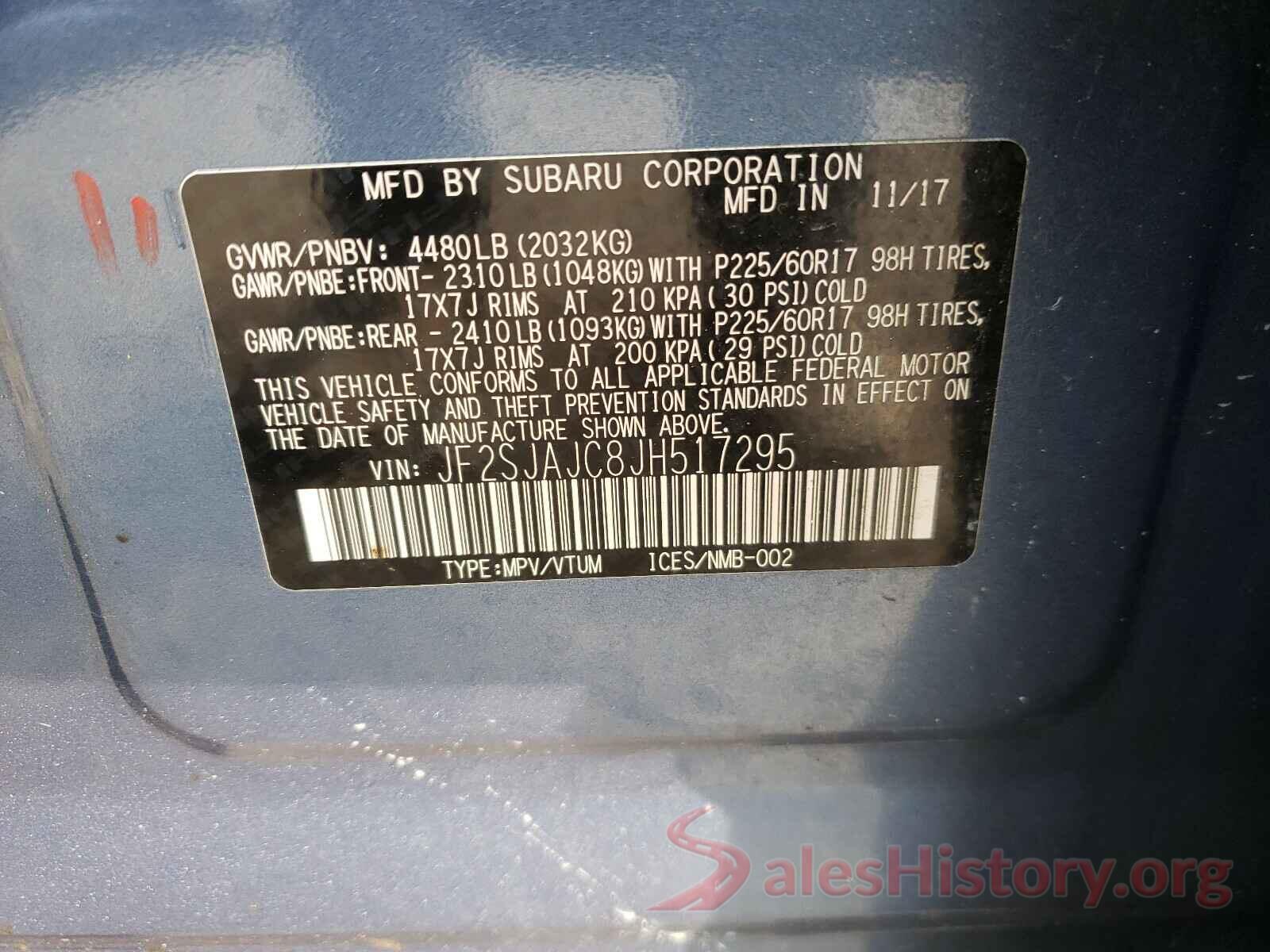 JF2SJAJC8JH517295 2018 SUBARU FORESTER