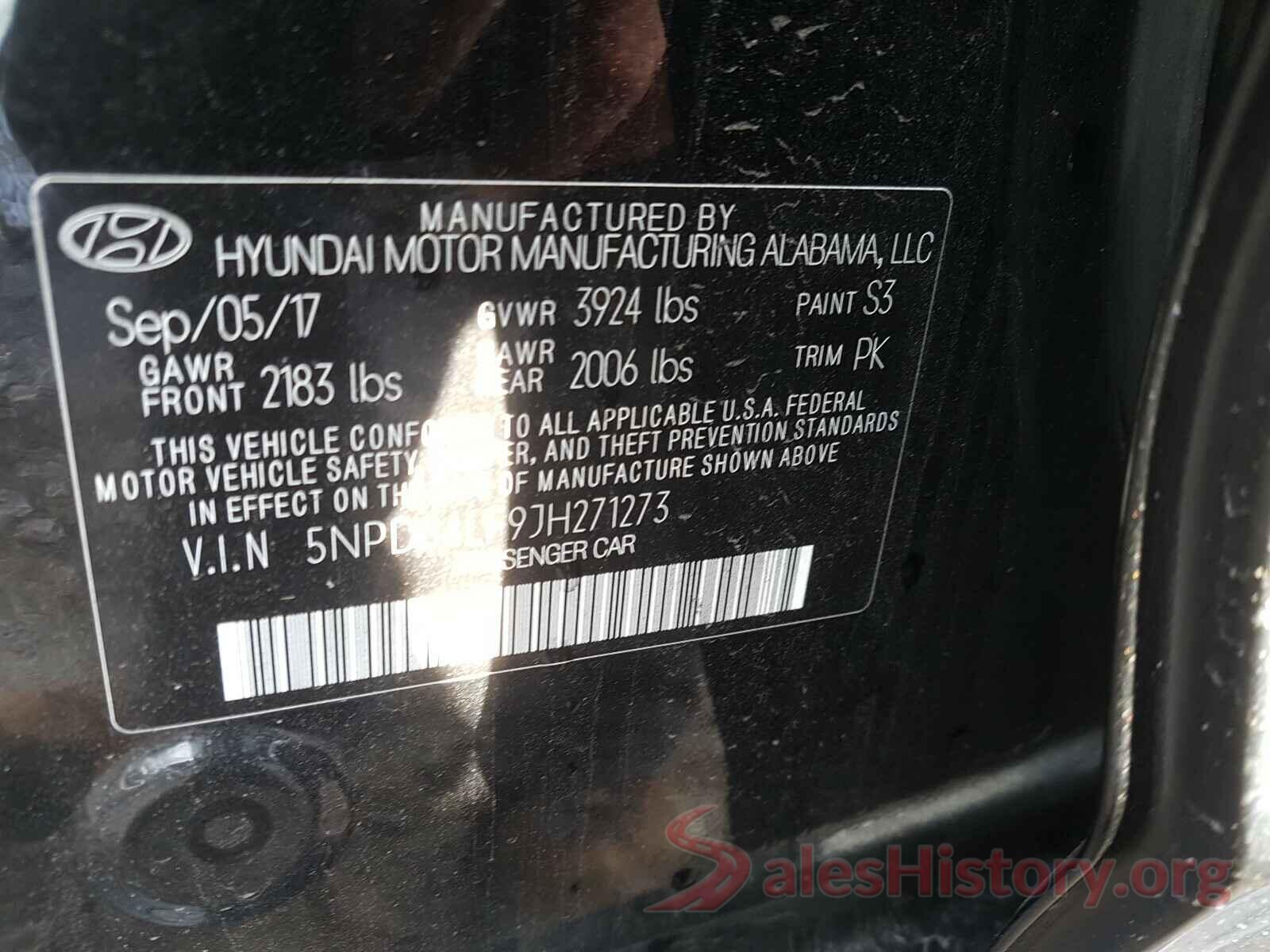 5NPD84LF9JH271273 2018 HYUNDAI ELANTRA