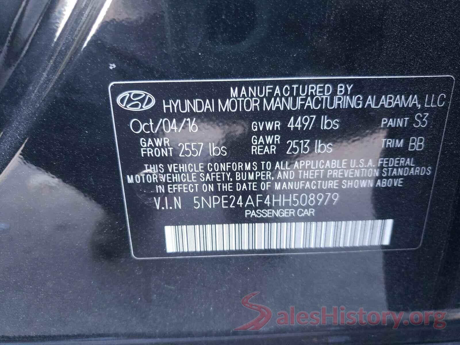 5NPE24AF4HH508979 2017 HYUNDAI SONATA