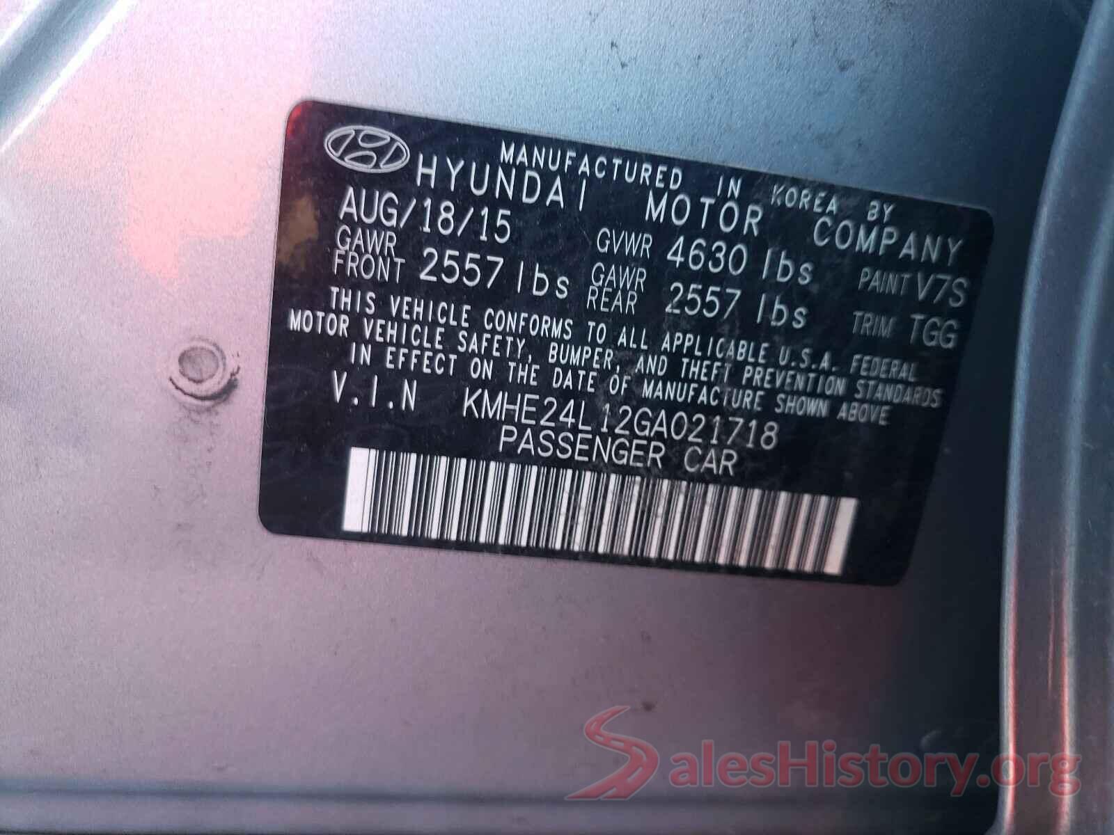 KMHE24L12GA021718 2016 HYUNDAI SONATA