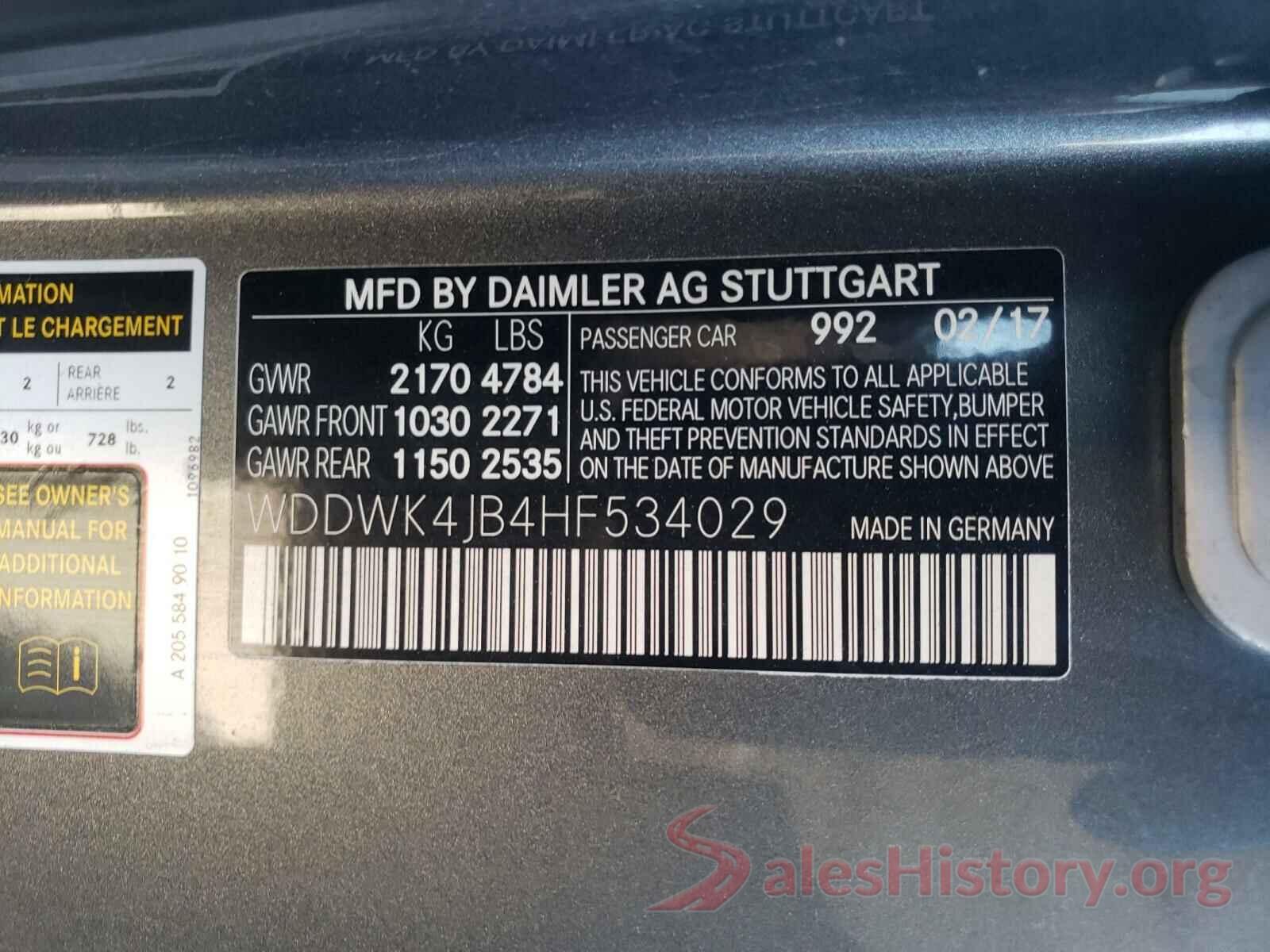 WDDWK4JB4HF534029 2017 MERCEDES-BENZ C CLASS