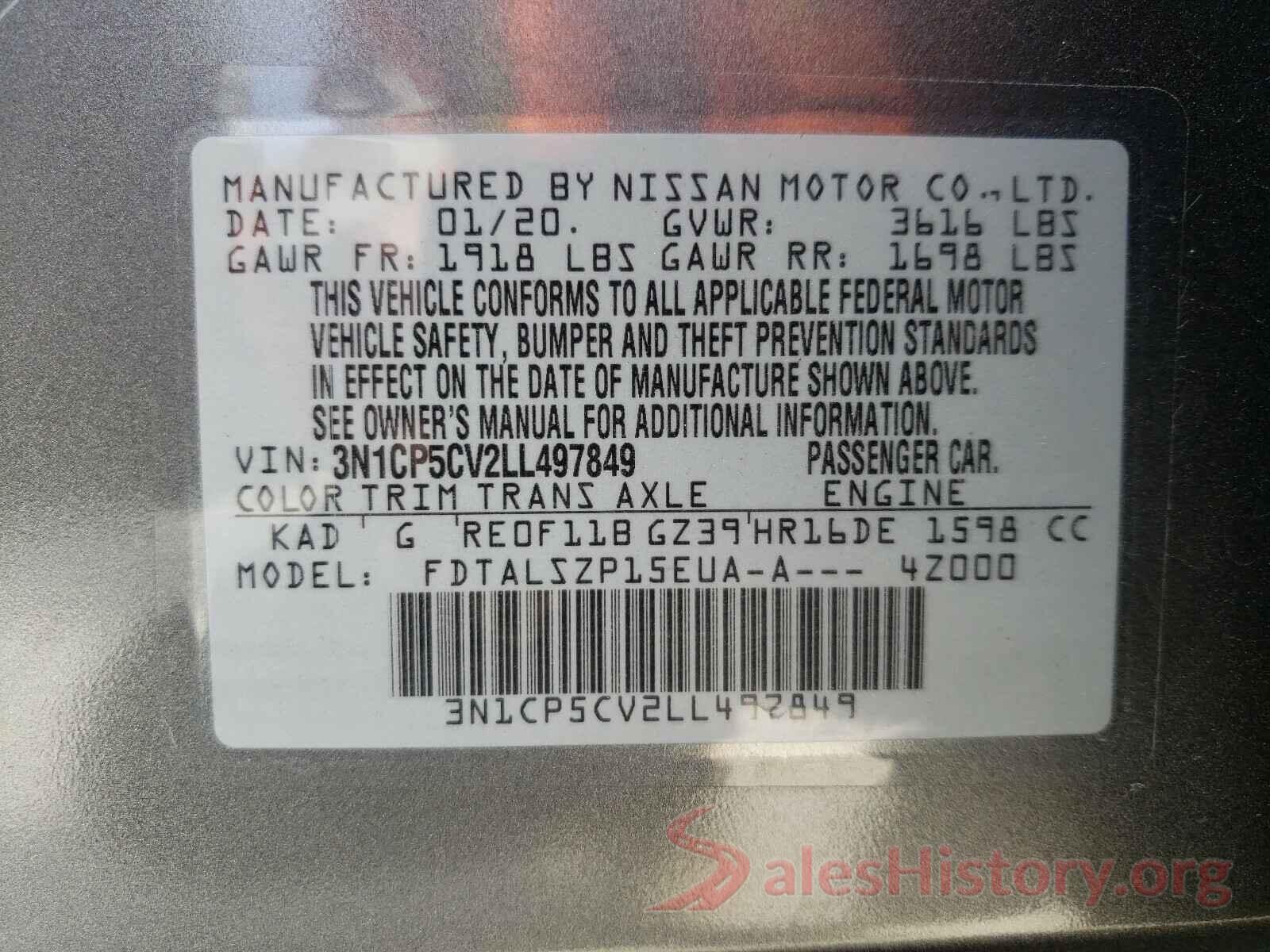 3N1CP5CV2LL497849 2020 NISSAN KICKS