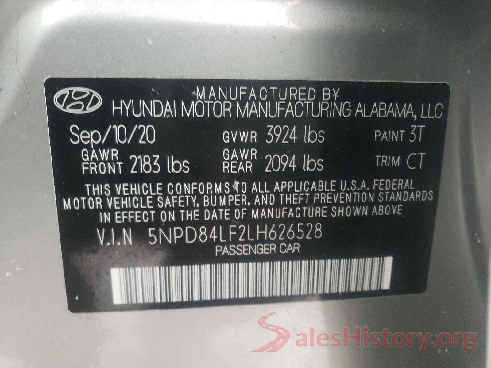 5NPD84LF2LH626528 2020 HYUNDAI ELANTRA