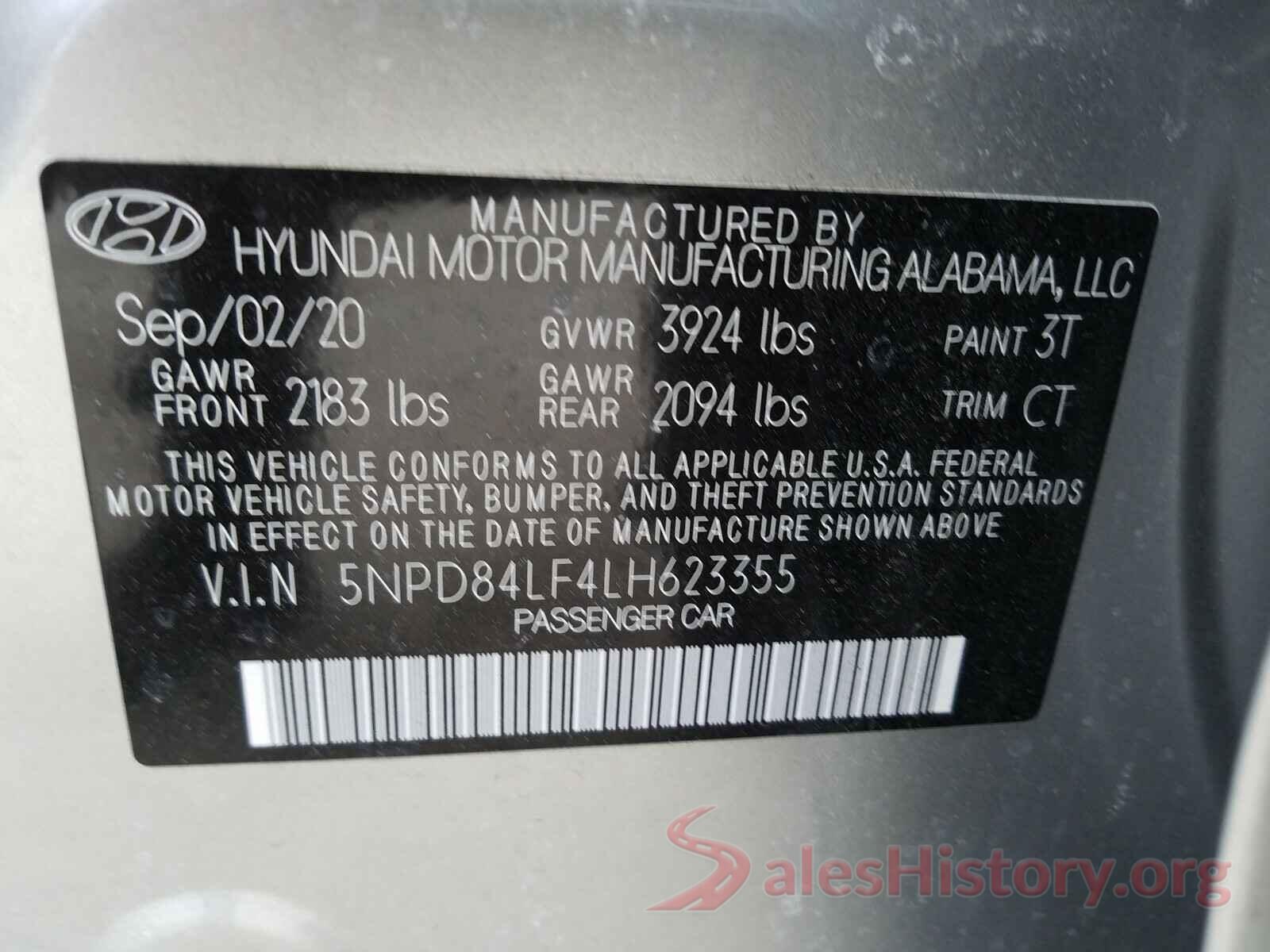 5NPD84LF4LH623355 2020 HYUNDAI ELANTRA