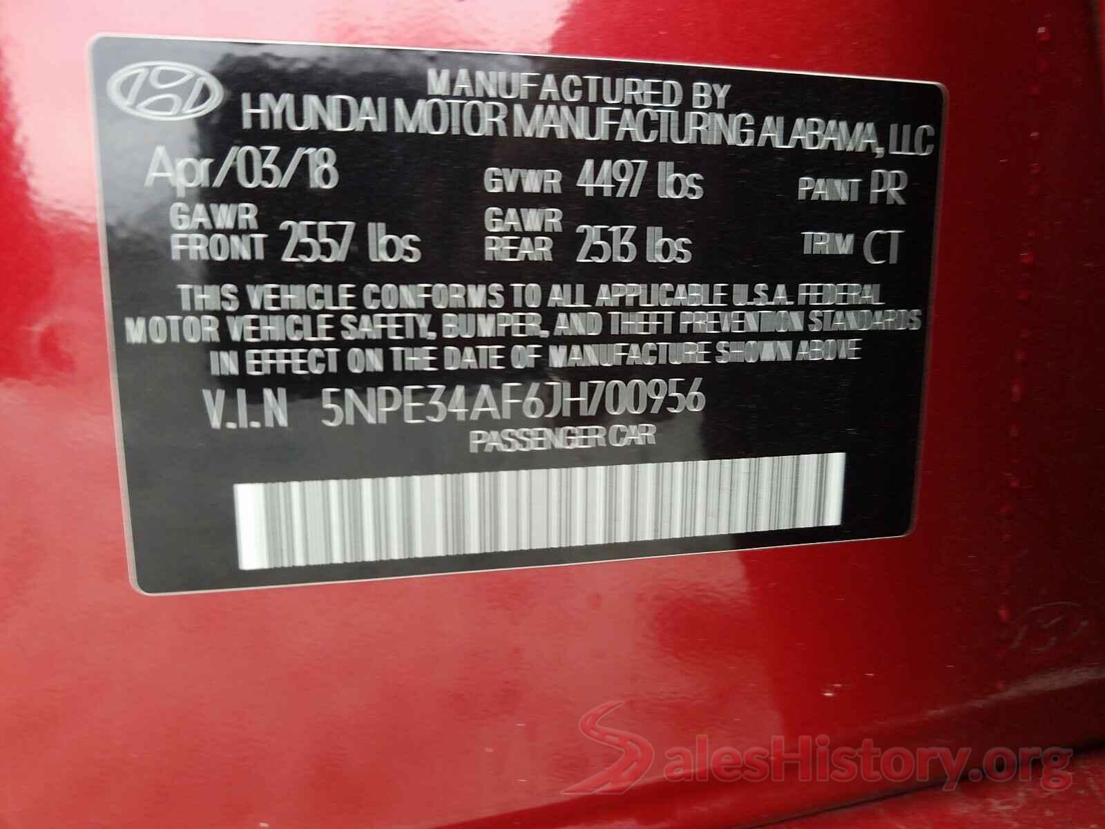 5NPE34AF6JH700956 2018 HYUNDAI SONATA